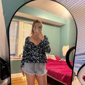 Abercrombie & Fitch Navy Floral Blouse